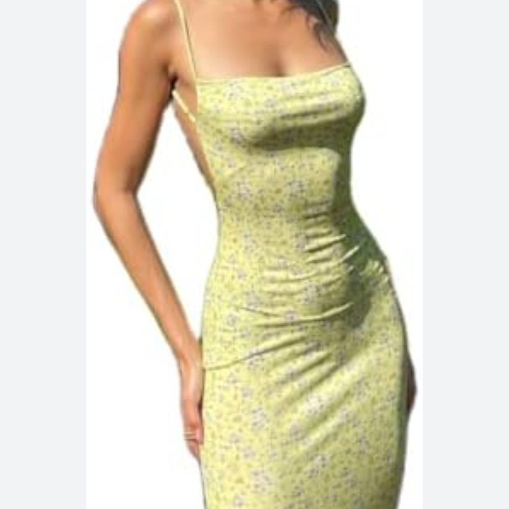 Girly Summer Butter Yellow Floral Dress